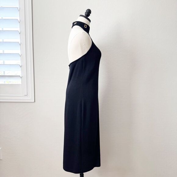 Vintage 90s St. John Black Santana Knit Halter Midi Dress Size 6 - Picture 6 of 12
